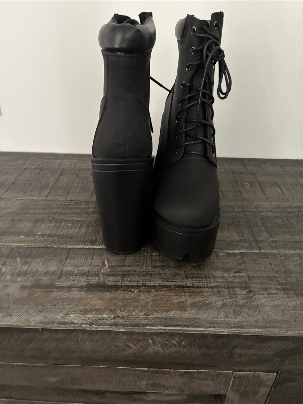 Women’s Black Platform Lace-Up Ankle Boots